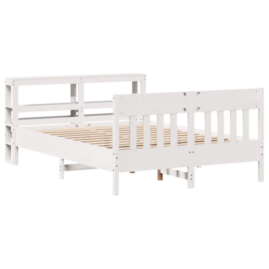 Bedframe zonder matras massief grenenhout wit 120x200 cm