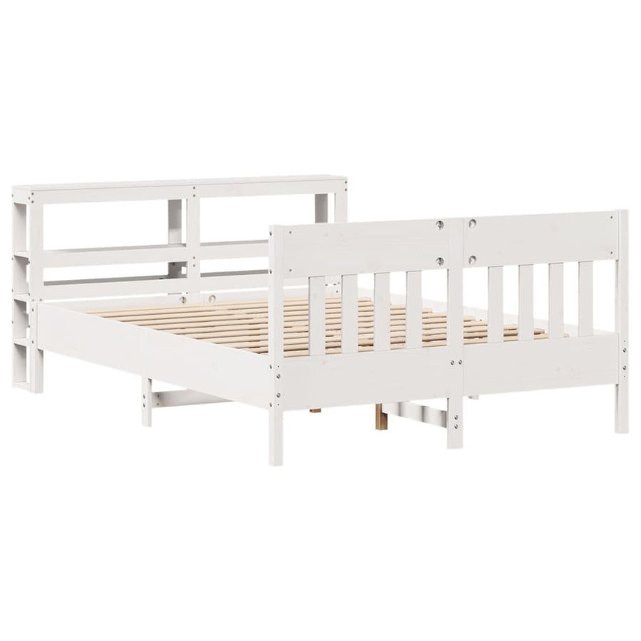 Bedframe zonder matras massief grenenhout wit 120x200 cm
