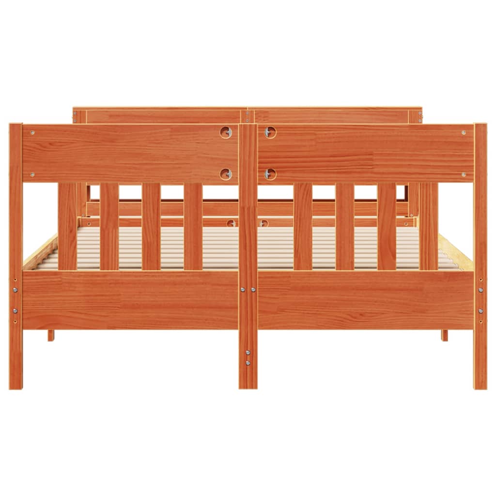 Bedframe zonder matras massief grenenhout wasbruin 120x200 cm