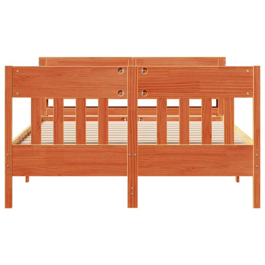 Bedframe zonder matras massief grenenhout wasbruin 120x200 cm