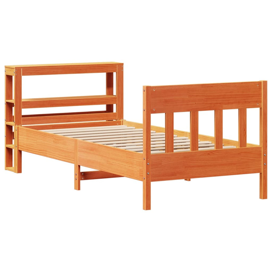Bedframe zonder matras massief grenenhout wasbruin 100x200 cm