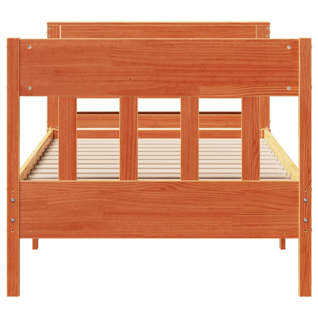 Bedframe zonder matras massief grenenhout wasbruin 100x200 cm