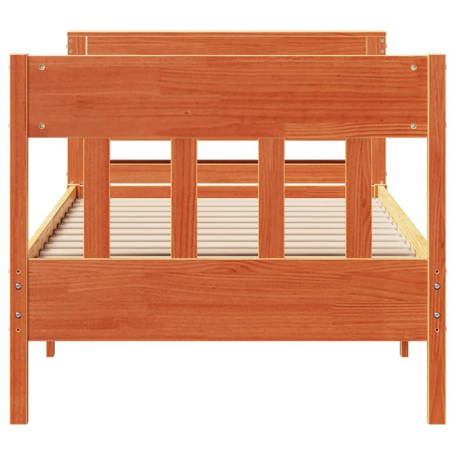 Bedframe zonder matras massief grenenhout wasbruin 100x200 cm