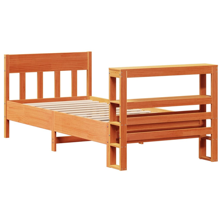 Bedframe zonder matras massief grenenhout wasbruin 100x200 cm