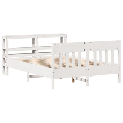 Bedframe zonder matras massief grenenhout wit 140x190 cm