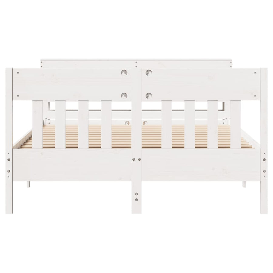 Bedframe zonder matras massief grenenhout wit 140x190 cm