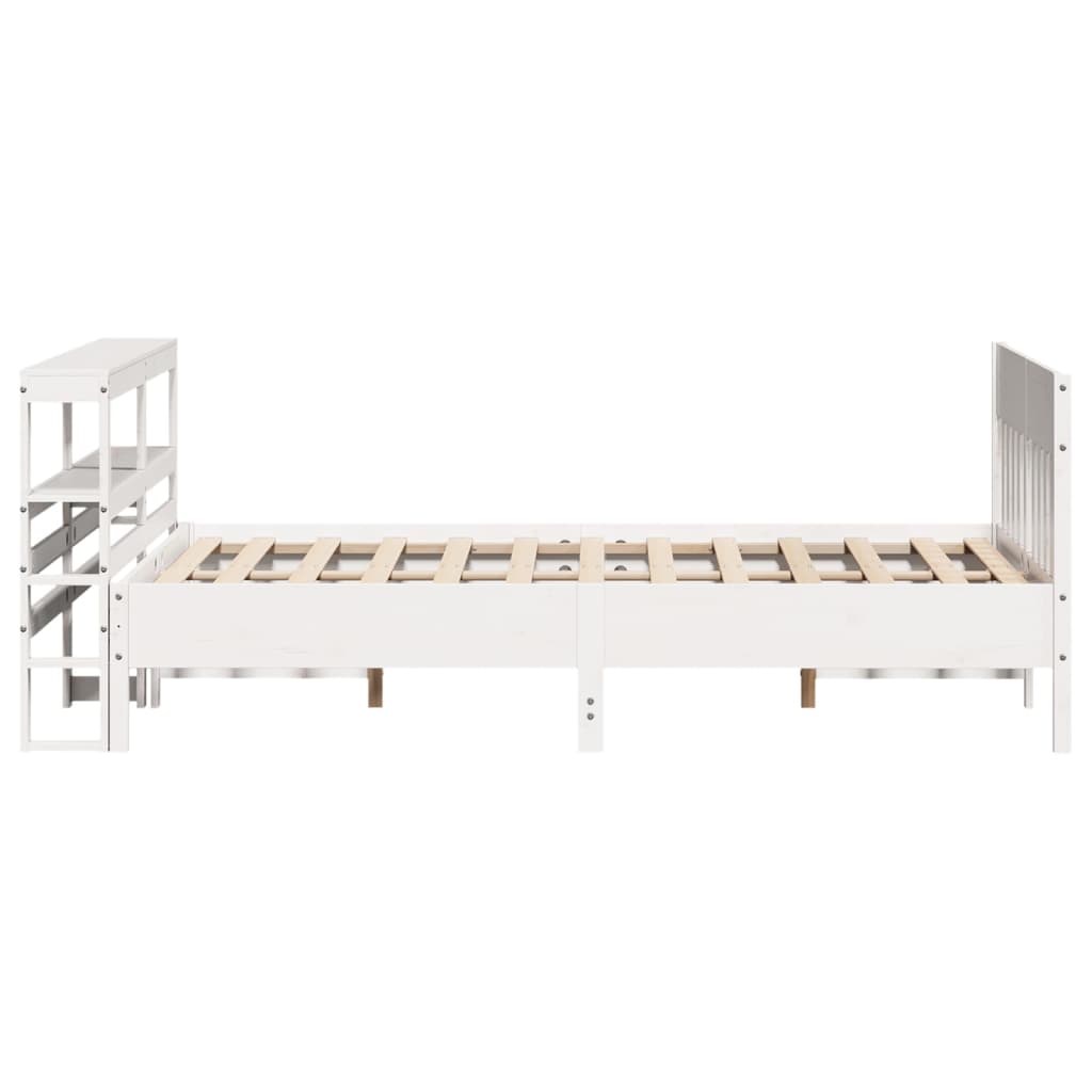 Bedframe zonder matras massief grenenhout wit 140x190 cm