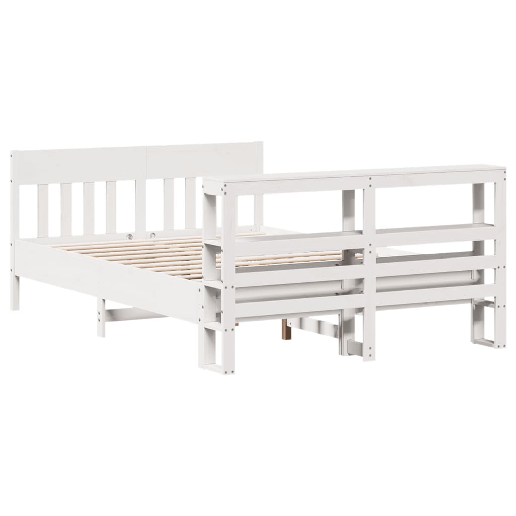 Bedframe zonder matras massief grenenhout wit 140x190 cm