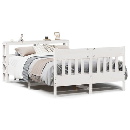 Bedframe zonder matras massief grenenhout wit 140x190 cm