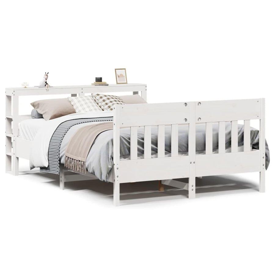 Bedframe zonder matras massief grenenhout wit 140x190 cm