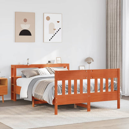 Bed met matras massief grenenhout wasbruin 140x190 cm