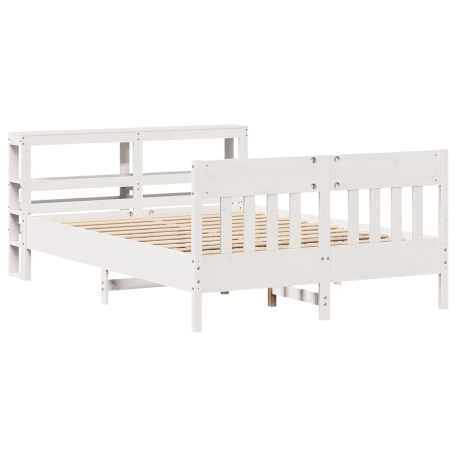 Bedframe zonder matras massief grenenhout wit 135x190 cm