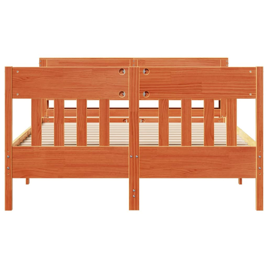 Bedframe zonder matras massief grenenhout wasbruin 120x190 cm