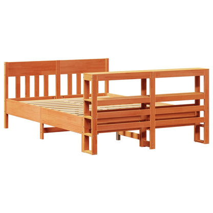 Bedframe zonder matras massief grenenhout wasbruin 120x190 cm