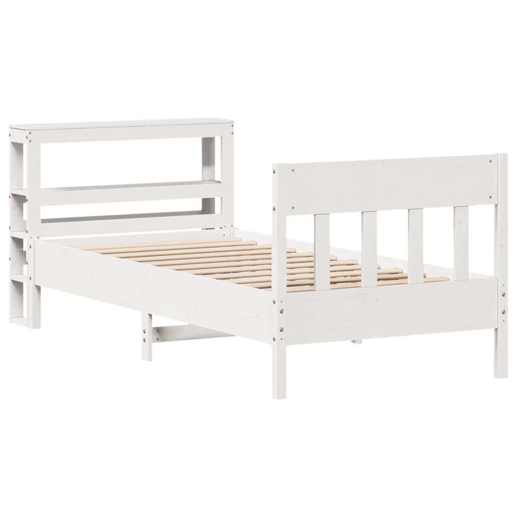 Bedframe Zonder Matras Massief Grenenhout 90 x 190 cm Wit