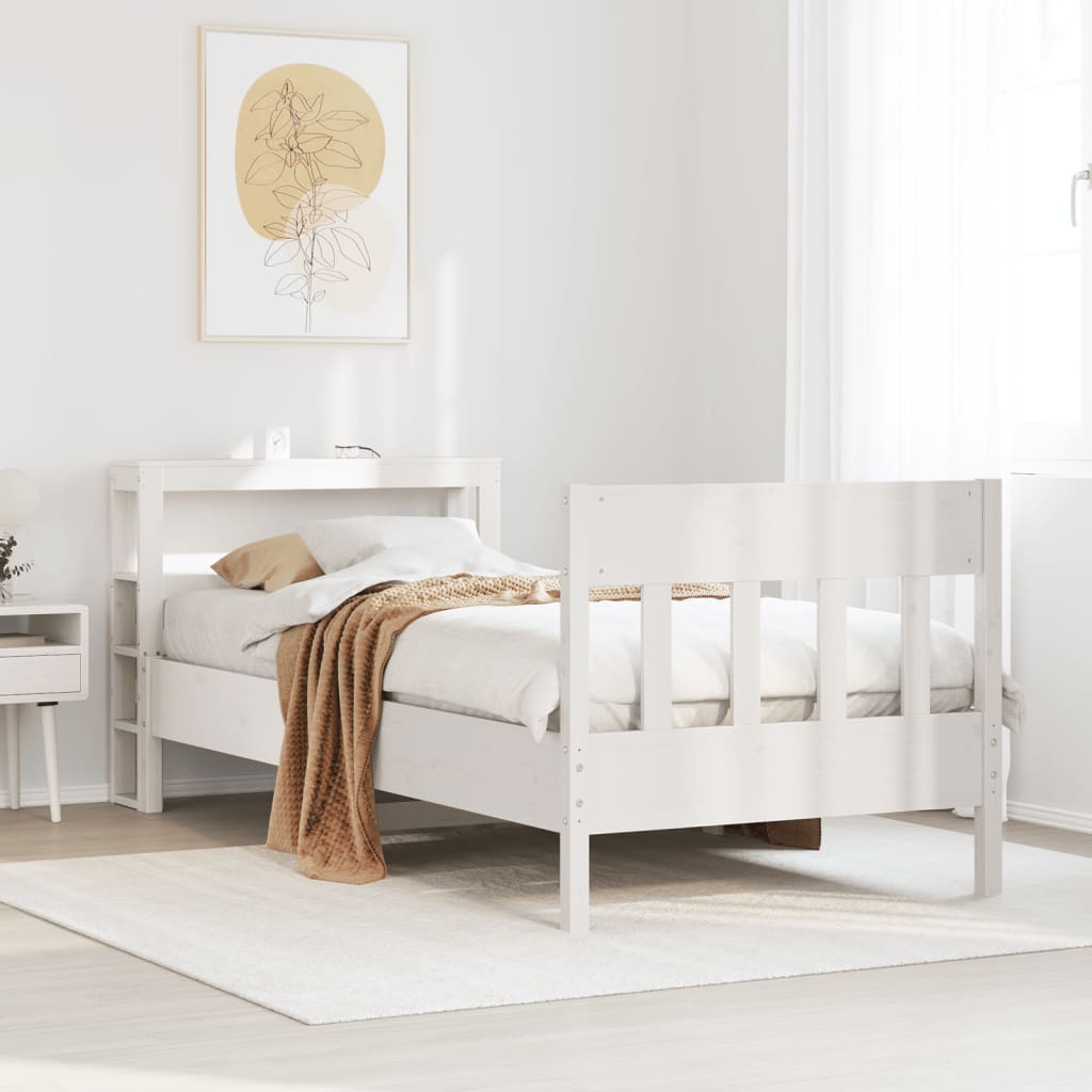 Bedframe Zonder Matras Massief Grenenhout 90 x 190 cm Wit