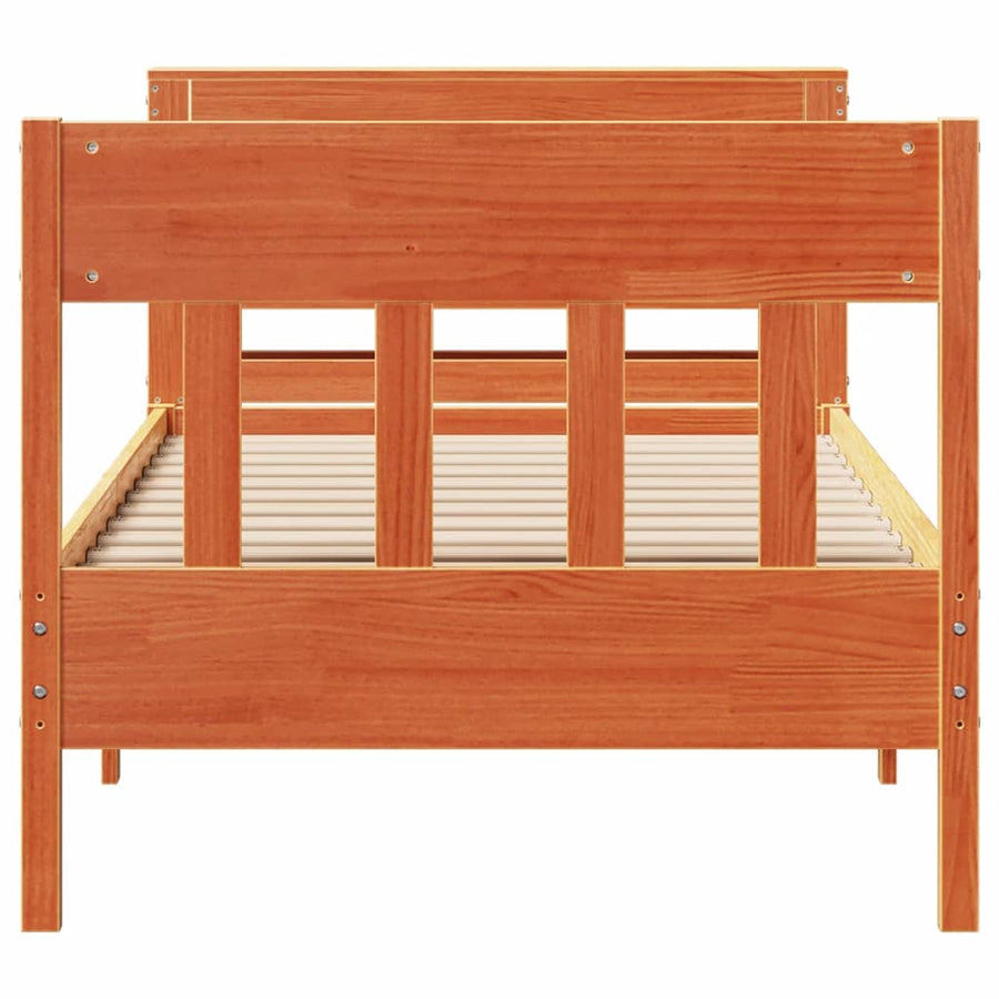 Bedframe zonder matras massief grenenhout wasbruin 75x190 cm