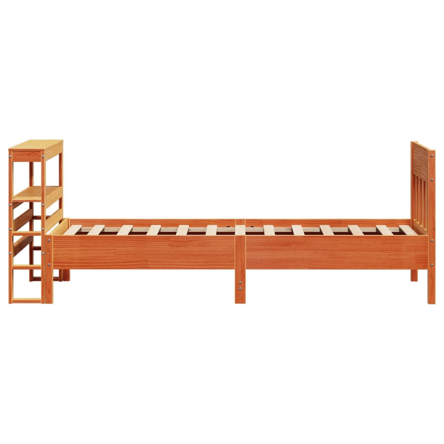 Bedframe zonder matras massief grenenhout wasbruin 75x190 cm