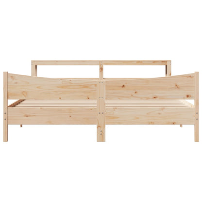 Bedframe Met Hoofdbord Massief Grenenhout 200 x 200 cm Naturel