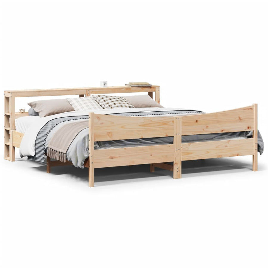 Bedframe Met Hoofdbord Massief Grenenhout 200 x 200 cm Naturel