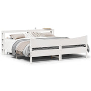 Bedframe massief grenenhout wit 200x200 cm