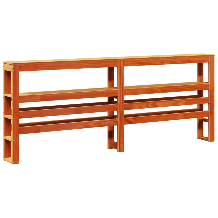 Bedframe met hoofdbord massief grenenhout wasbruin 200x200 cm