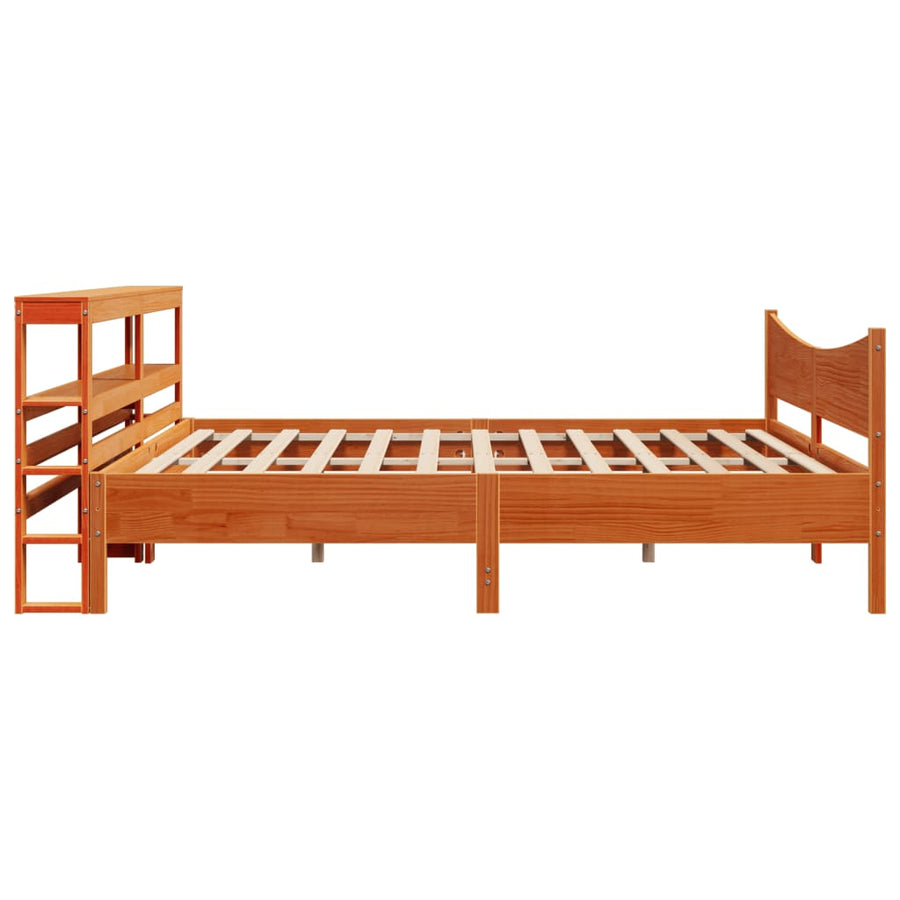 Bedframe met hoofdbord massief grenenhout wasbruin 200x200 cm