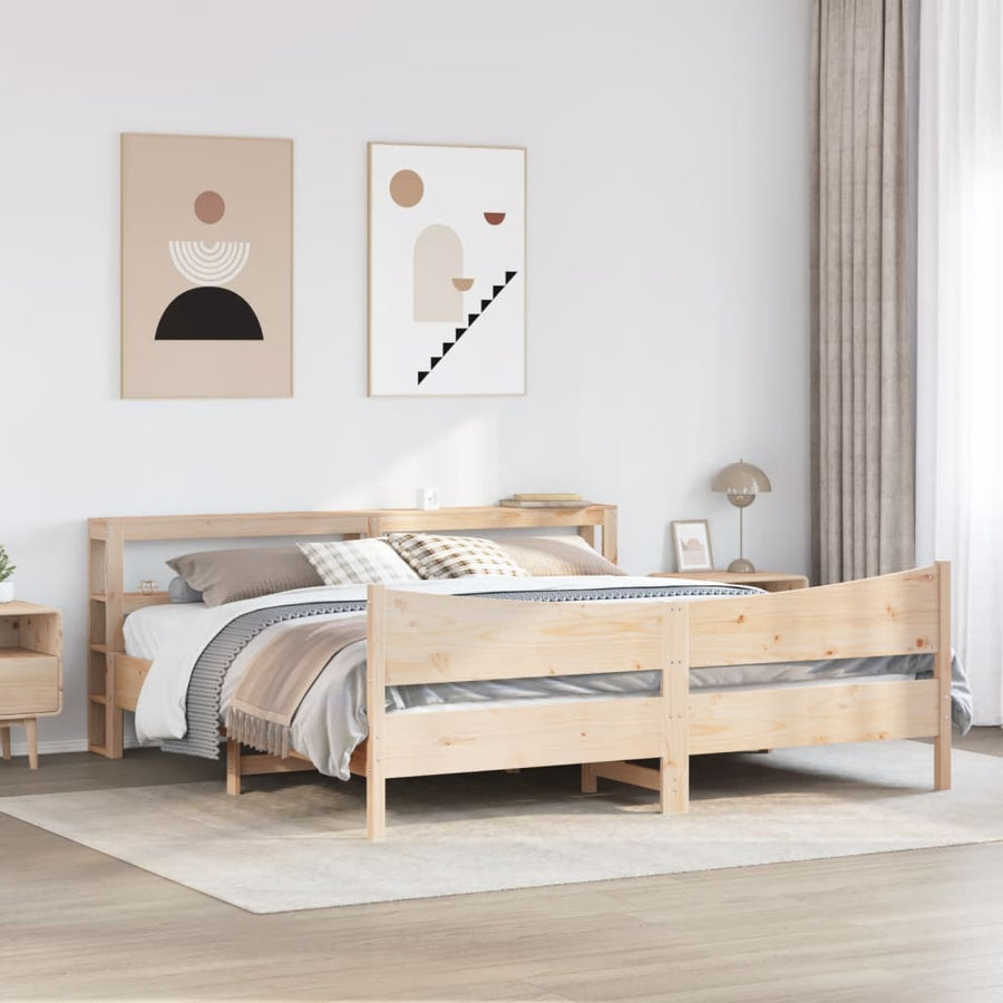 Bedframe met hoofdbord massief grenenhout 180x200 cm