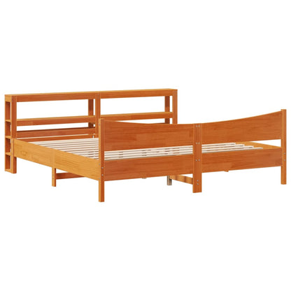 Bedframe met hoofdbord massief grenenhout wasbruin 180x200 cm