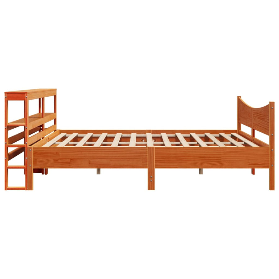 Bedframe met hoofdbord massief grenenhout wasbruin 180x200 cm