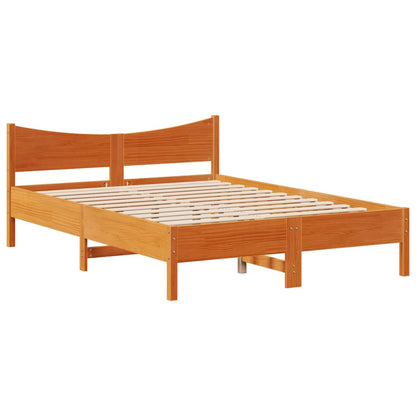 Bedframe met hoofdbord massief grenenhout wasbruin 150x200 cm