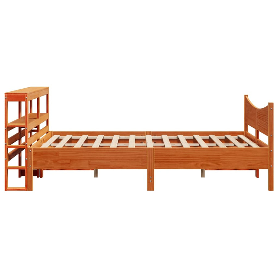 Bedframe met hoofdbord massief grenenhout wasbruin 150x200 cm