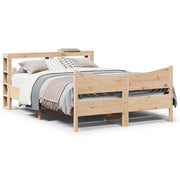 Bedframe massief grenenhout wit 140x200 cm met hoofdbord