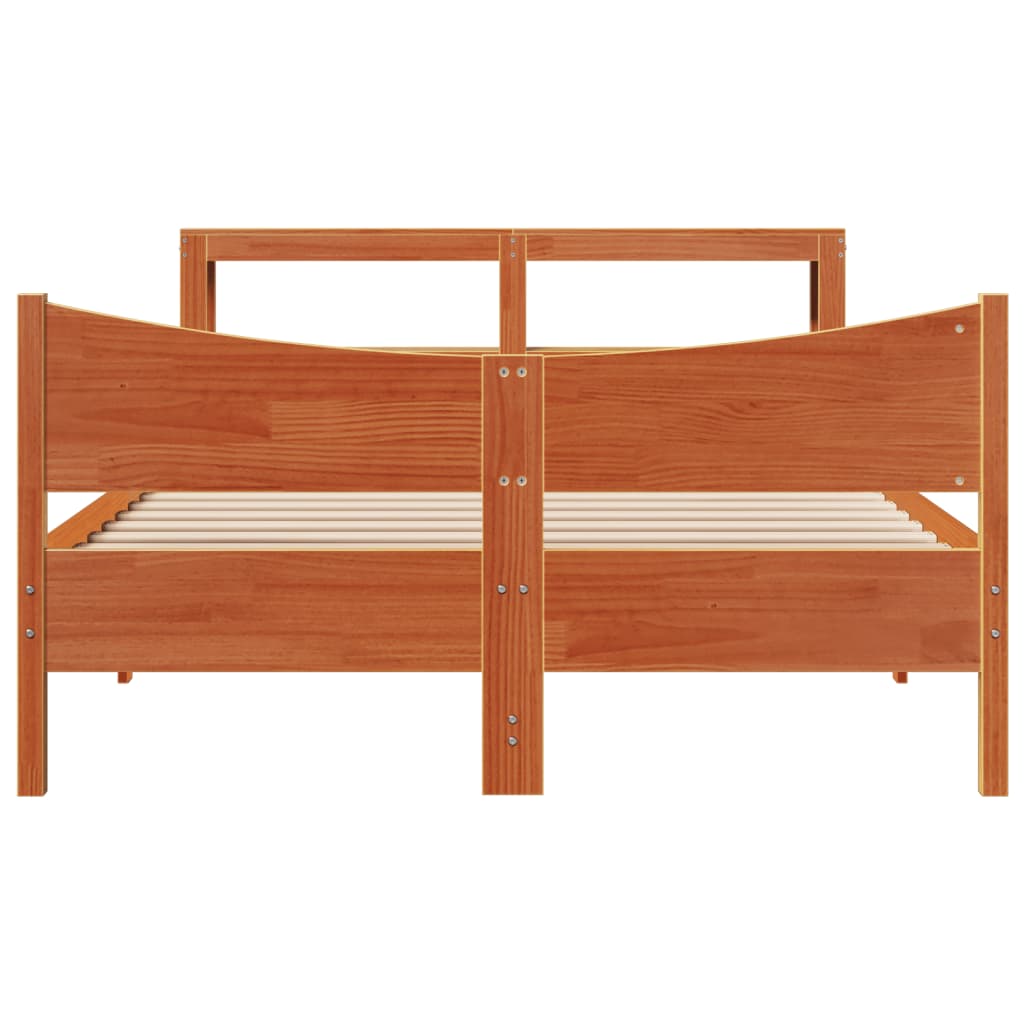 Bedframe met hoofdbord grenenhout wasbruin 140x200 cm