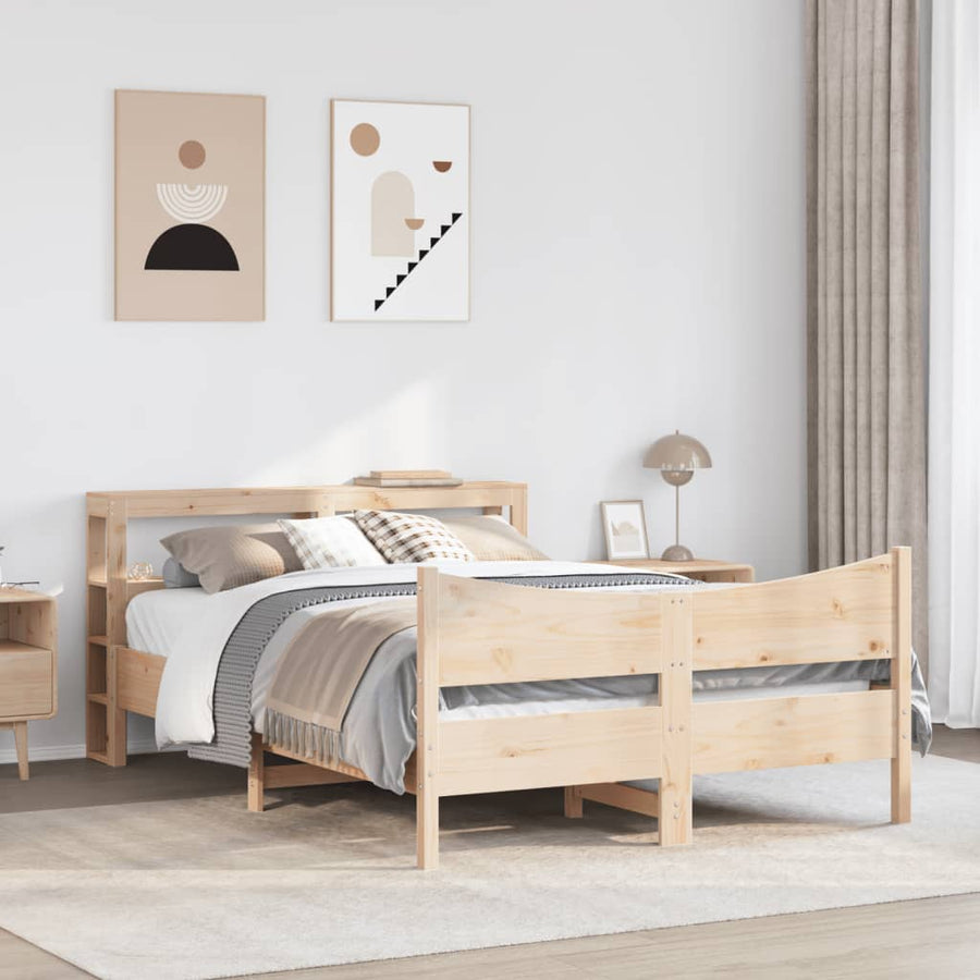 Bedframe met hoofdbord massief grenenhout 120x200 cm