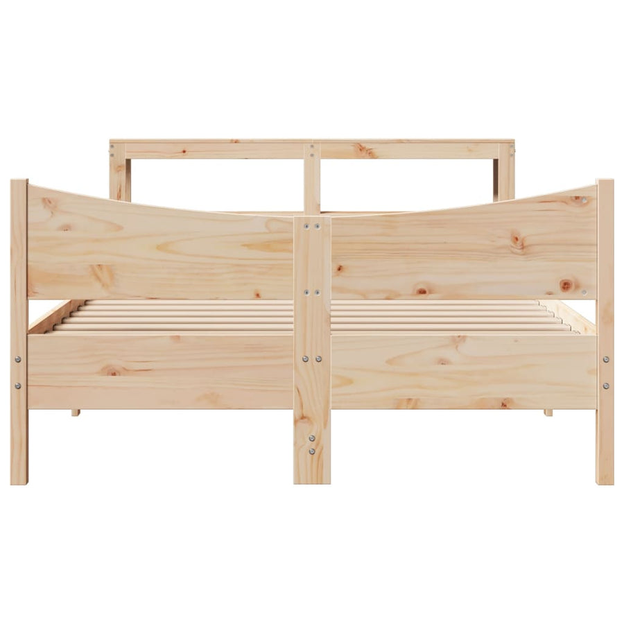 Bedframe met hoofdbord massief grenenhout 120x200 cm