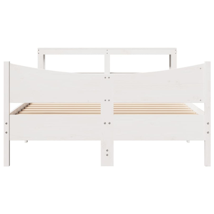 Bedframe met hoofdbord massief grenenhout wit 120x200 cm