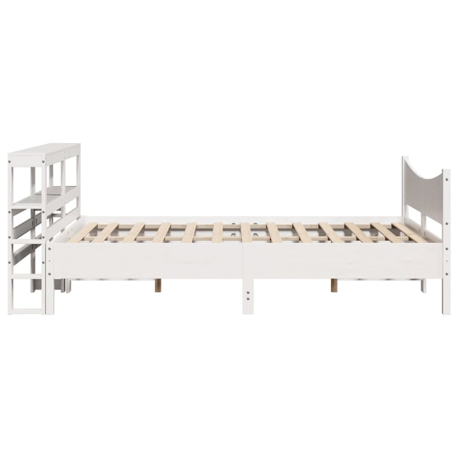 Bedframe met hoofdbord massief grenenhout wit 120x200 cm
