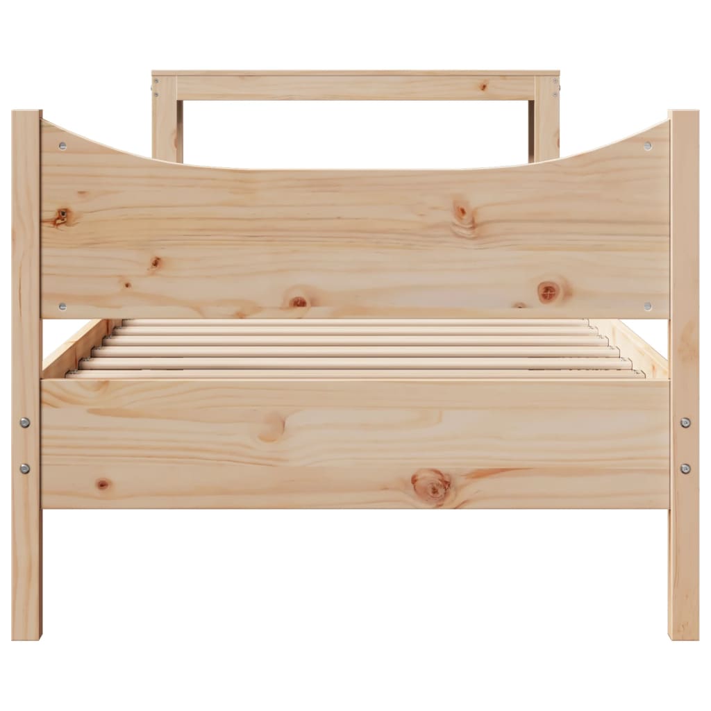 Bedframe met hoofdbord massief grenenhout 90x200 cm