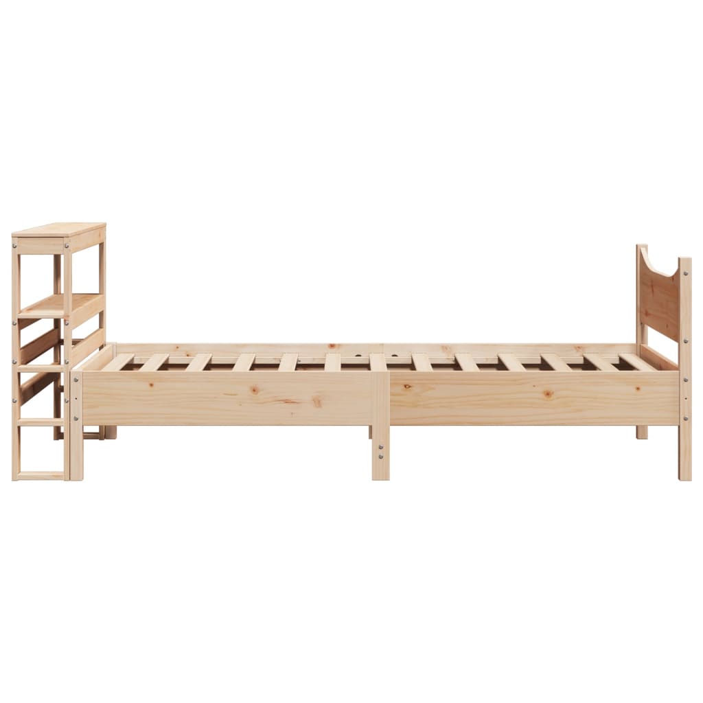 Bedframe met hoofdbord massief grenenhout 90x200 cm