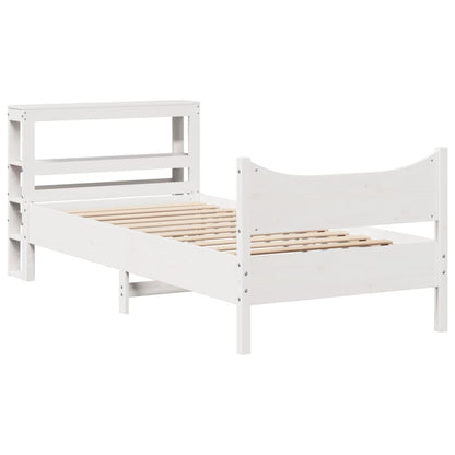 Bedframe Met Hoofdbord Massief Grenenhout 90 x 200 cm Wit