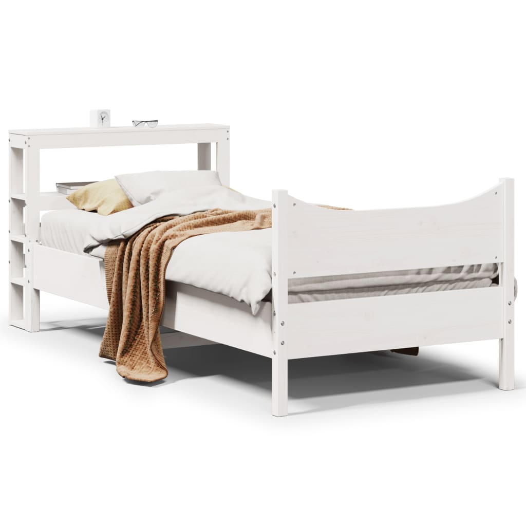 Bedframe Met Hoofdbord Massief Grenenhout 90 x 200 cm Wit