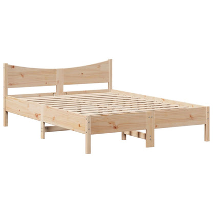 Bedframe met hoofdbord massief grenenhout 140x190 cm
