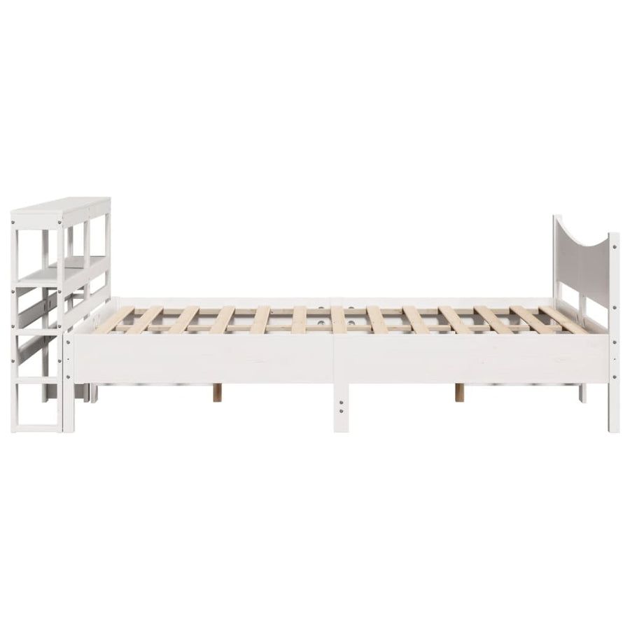 Bedframe met hoofdbord massief grenenhout wit 140x190 cm