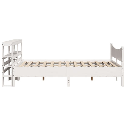 Bedframe met hoofdbord massief grenenhout wit 120x190 cm