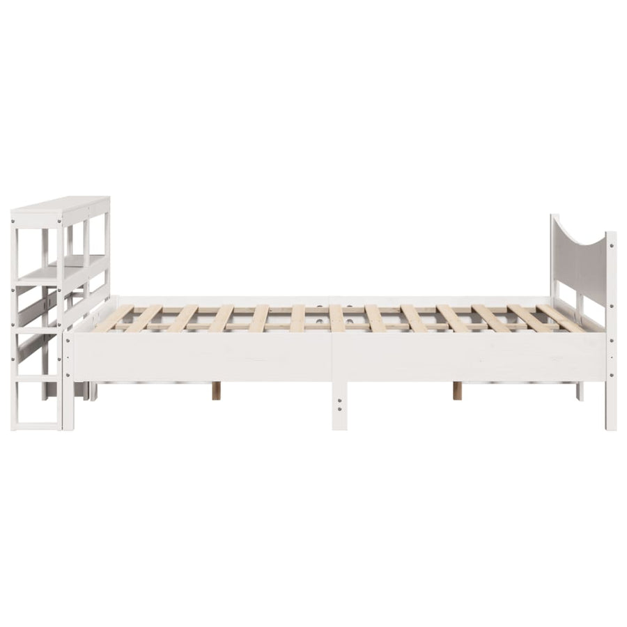 Bedframe met hoofdbord massief grenenhout wit 120x190 cm