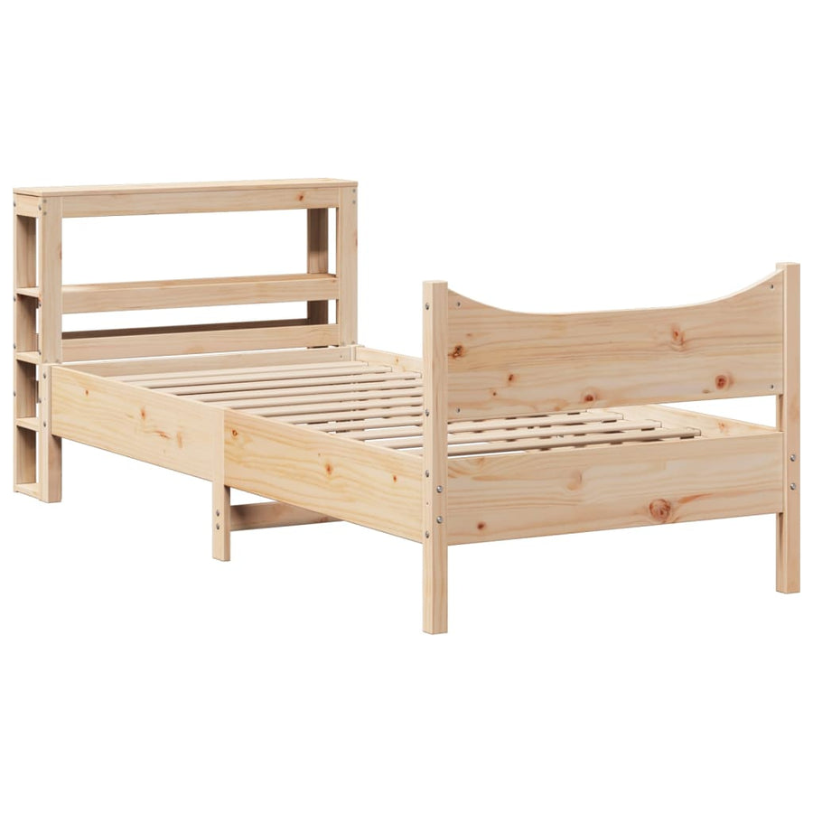 Bedframe met hoofdbord massief grenenhout 75x190 cm