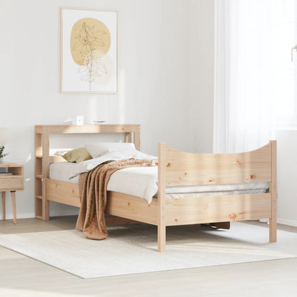 Bedframe met hoofdbord massief grenenhout 75x190 cm