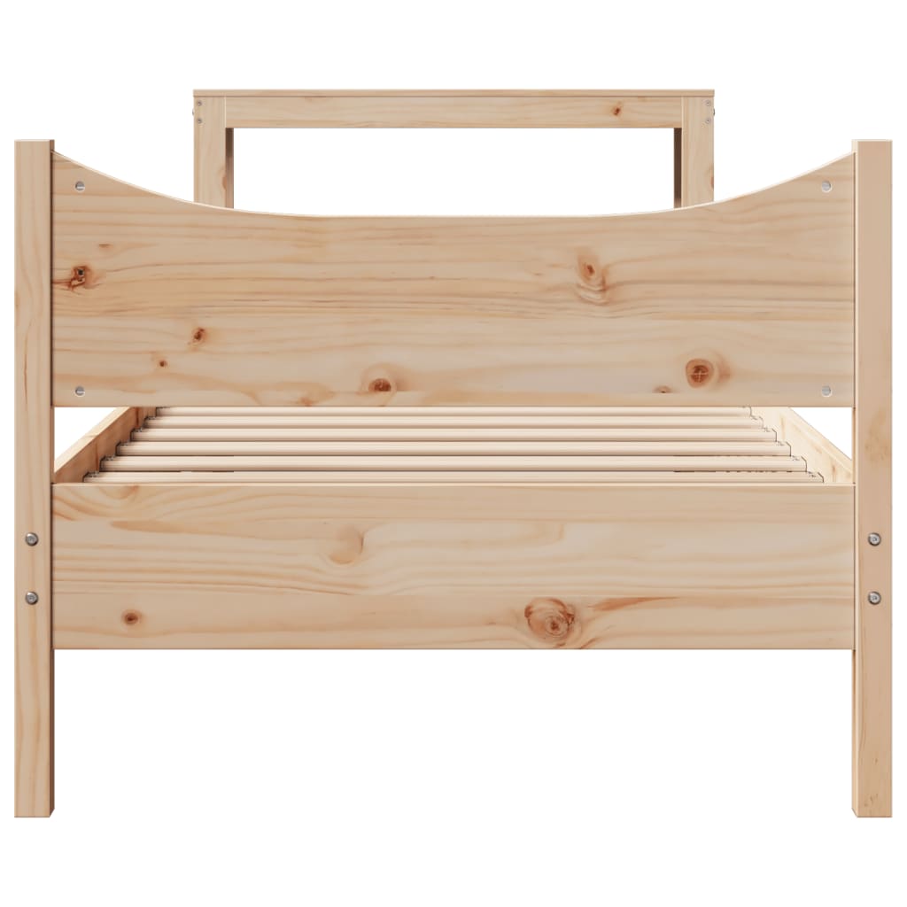 Bedframe met hoofdbord massief grenenhout 75x190 cm