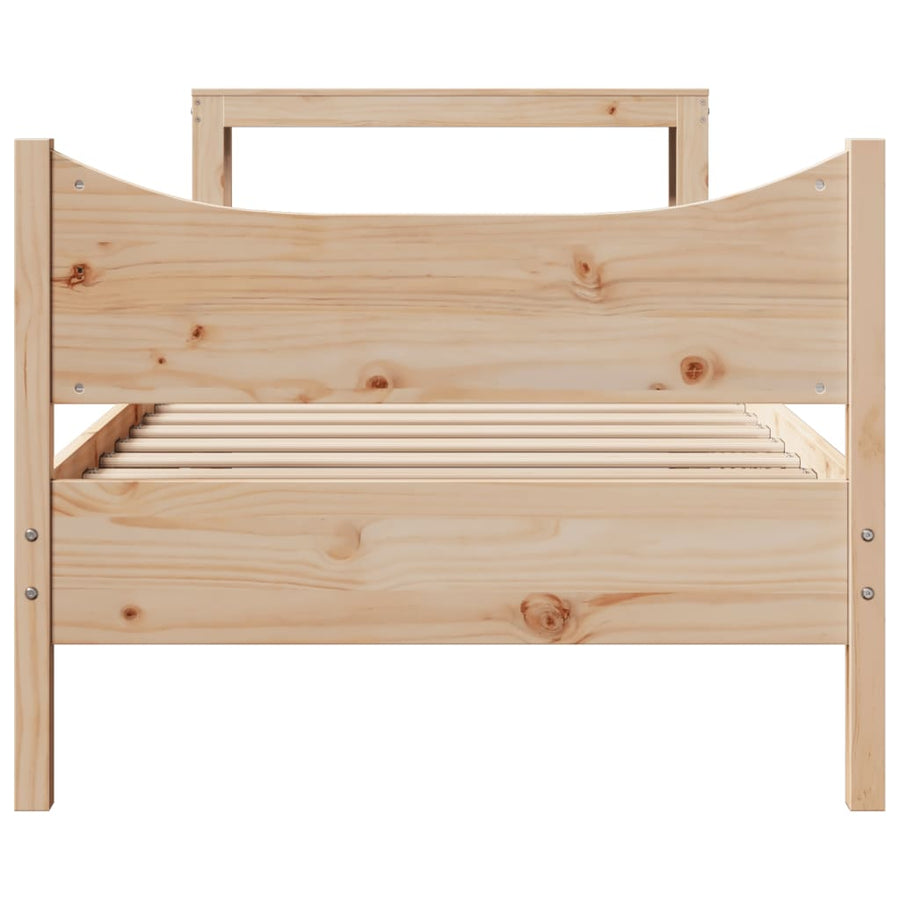 Bedframe met hoofdbord massief grenenhout 75x190 cm
